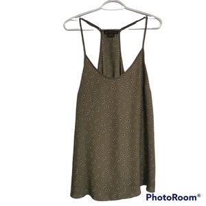 Love and Legend flowy racer back sunglasses print army green tank top.